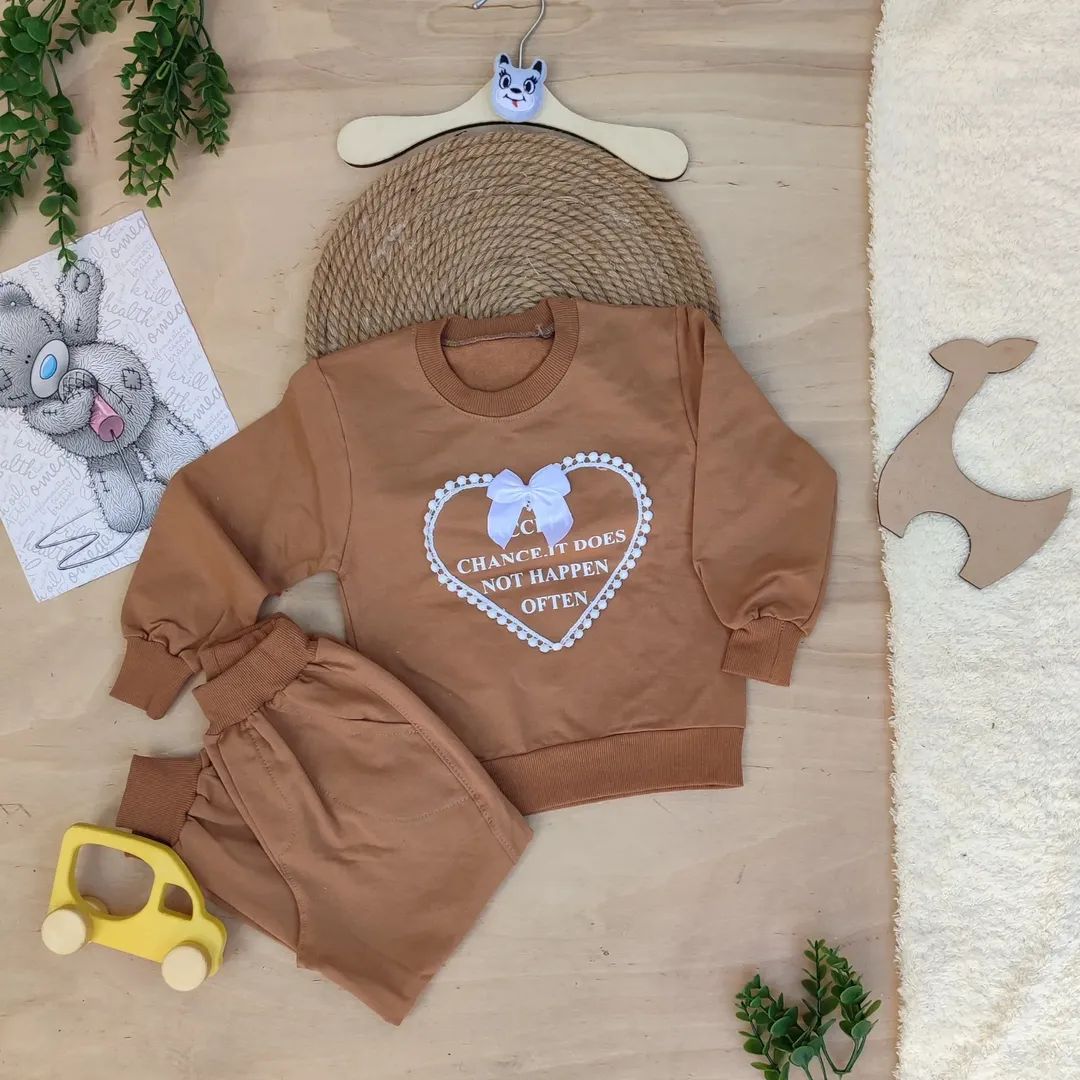 ست بلوز شلواردخترانه دورس دو نخ لاکرا مدل قلبی